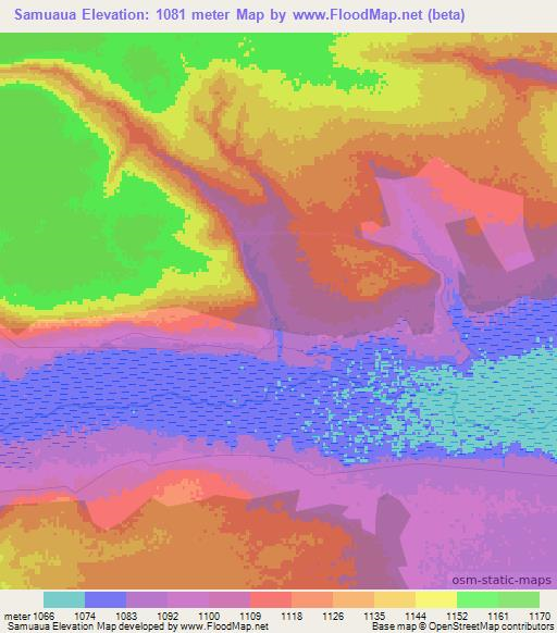 Samuaua,Angola Elevation Map