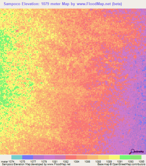 Sampoco,Angola Elevation Map