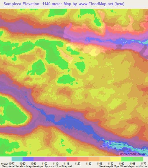 Sampieca,Angola Elevation Map