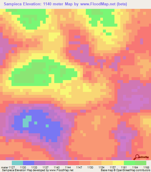 Sampieca,Angola Elevation Map