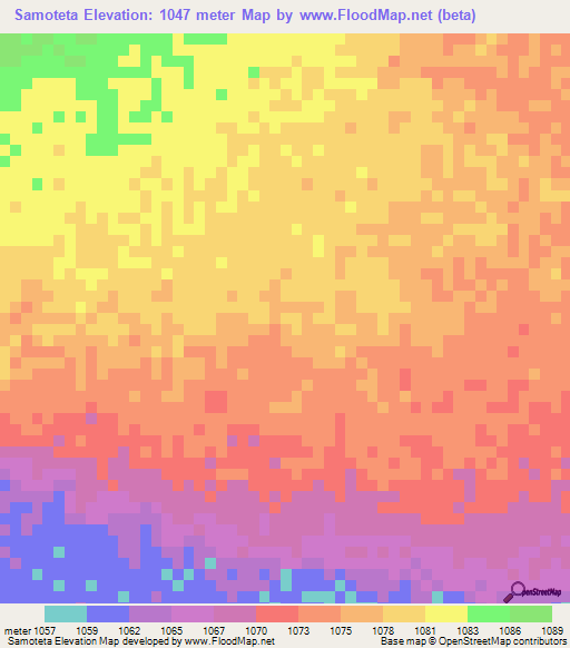 Samoteta,Angola Elevation Map