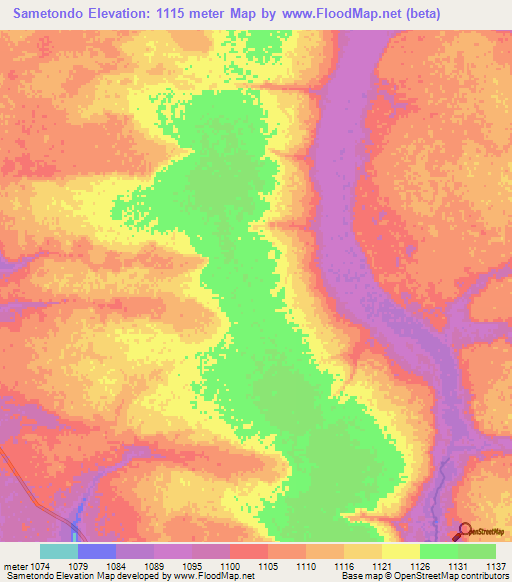 Sametondo,Angola Elevation Map