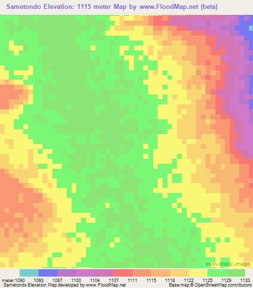 Sametondo,Angola Elevation Map