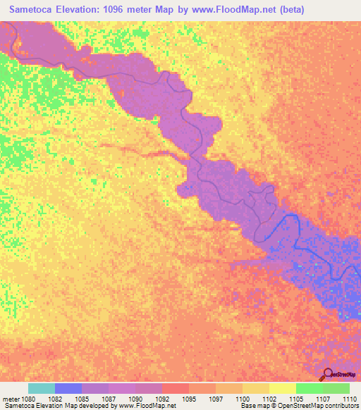 Sametoca,Angola Elevation Map