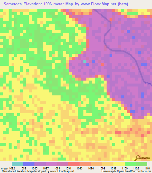 Sametoca,Angola Elevation Map