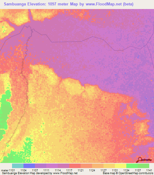 Sambuanga,Angola Elevation Map