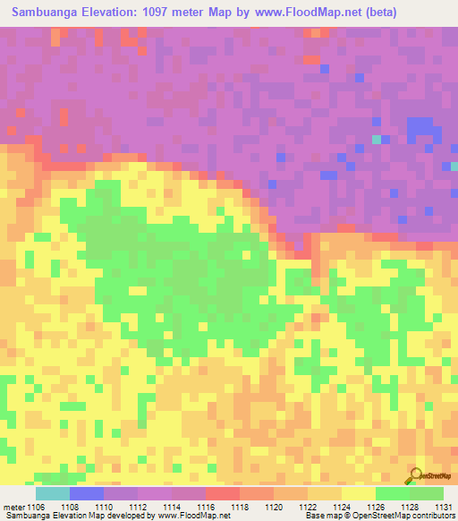 Sambuanga,Angola Elevation Map