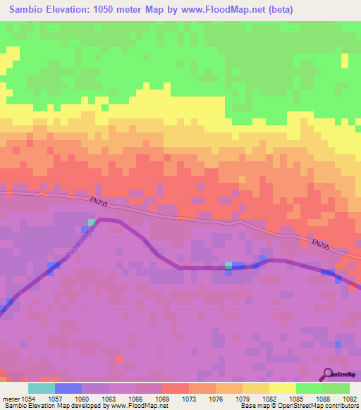 Sambio,Angola Elevation Map