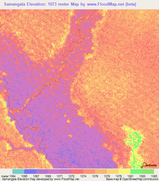 Samangala,Angola Elevation Map