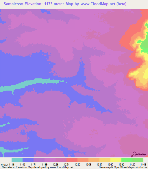 Samalesso,Angola Elevation Map