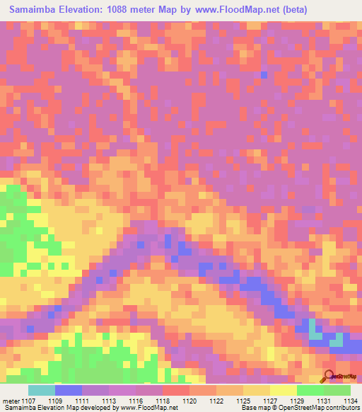Samaimba,Angola Elevation Map
