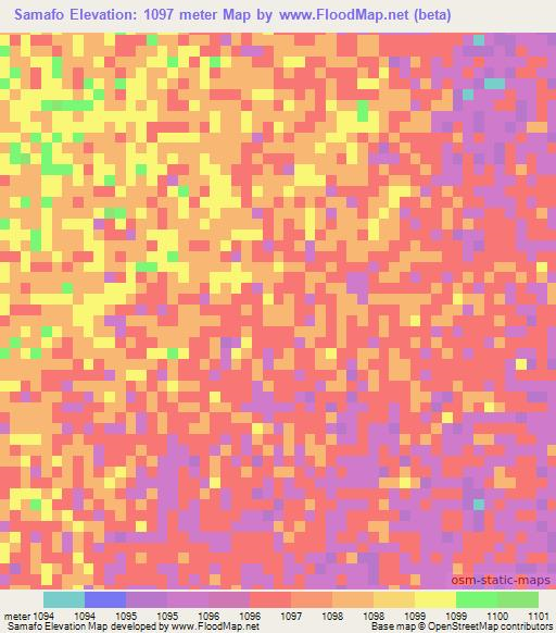 Samafo,Angola Elevation Map