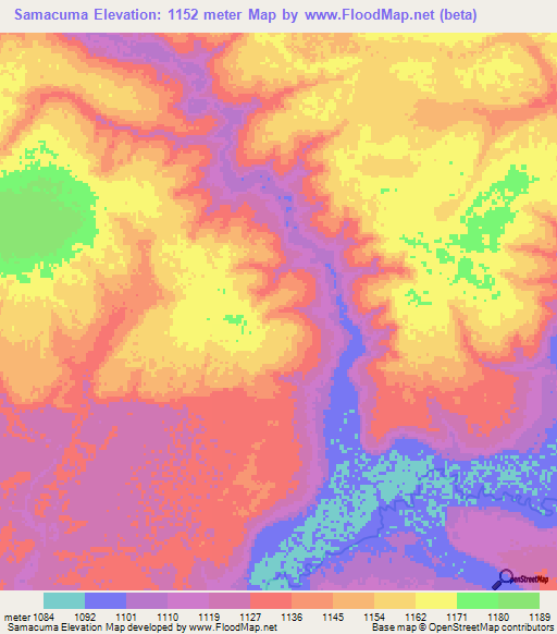 Samacuma,Angola Elevation Map