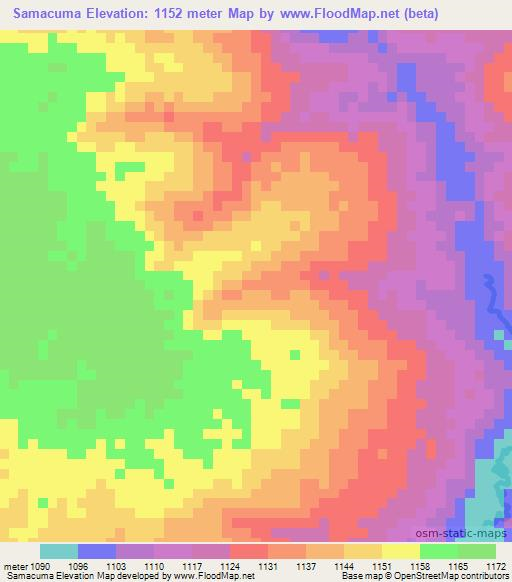 Samacuma,Angola Elevation Map