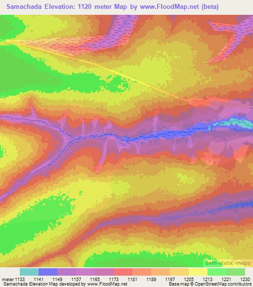 Samachada,Angola Elevation Map