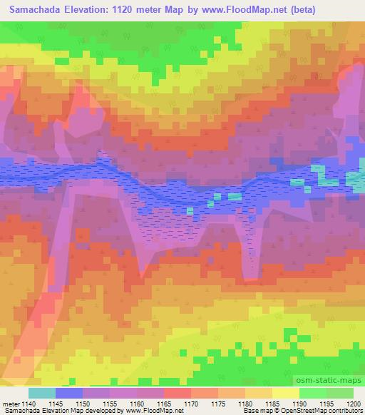 Samachada,Angola Elevation Map