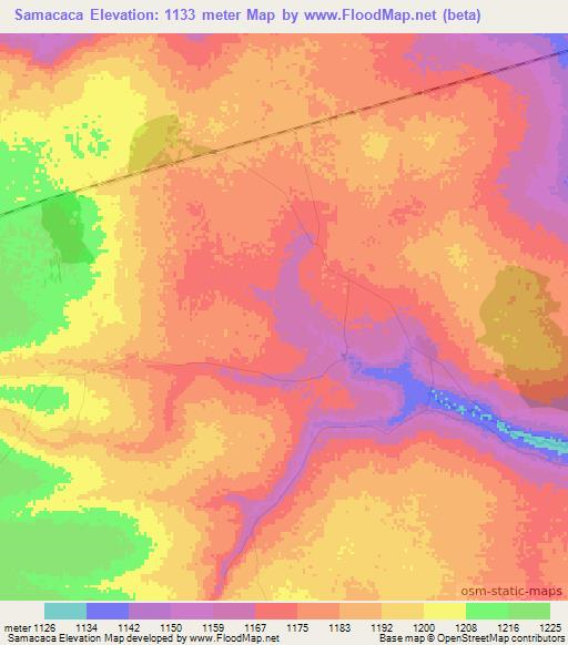 Samacaca,Angola Elevation Map