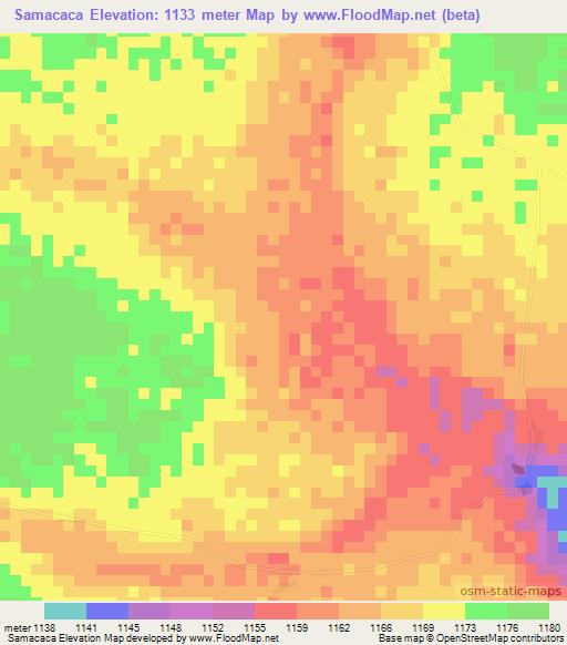 Samacaca,Angola Elevation Map