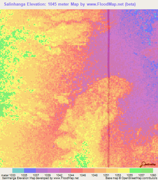 Salinhanga,Angola Elevation Map