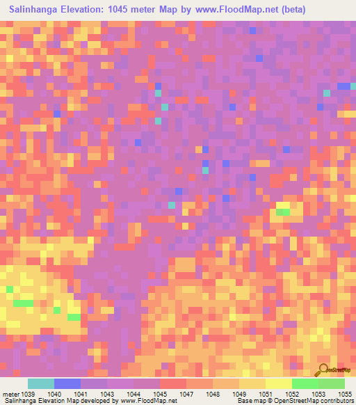 Salinhanga,Angola Elevation Map