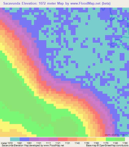 Sacavunda,Angola Elevation Map