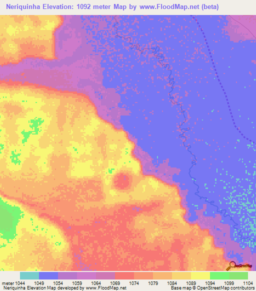 Neriquinha,Angola Elevation Map