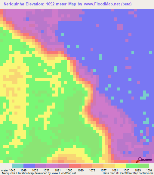 Neriquinha,Angola Elevation Map