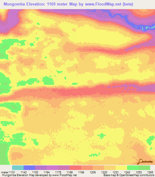 Mungomba,Angola Elevation Map