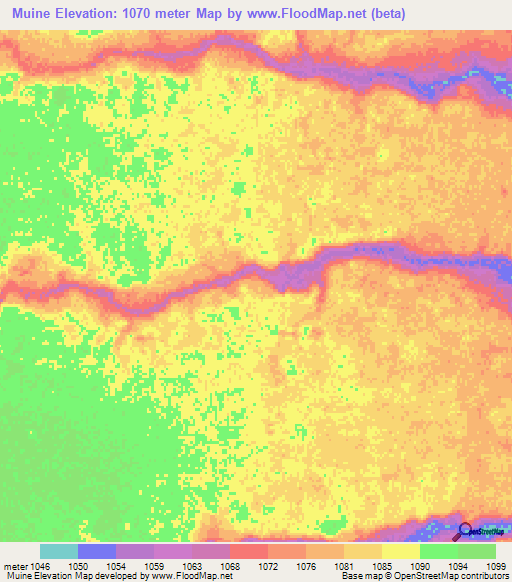 Muine,Angola Elevation Map