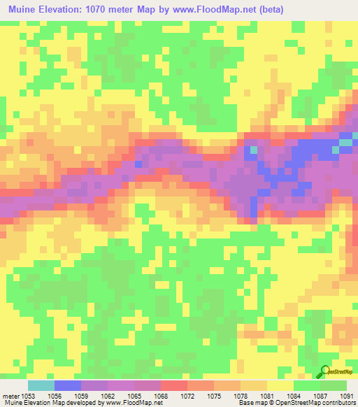 Muine,Angola Elevation Map