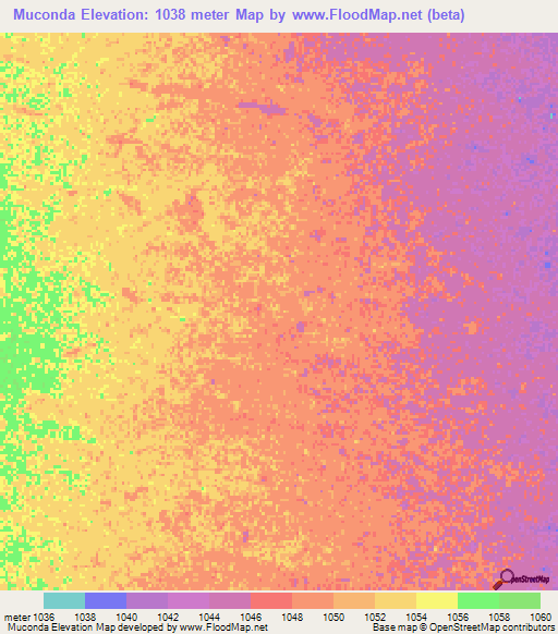 Muconda,Angola Elevation Map