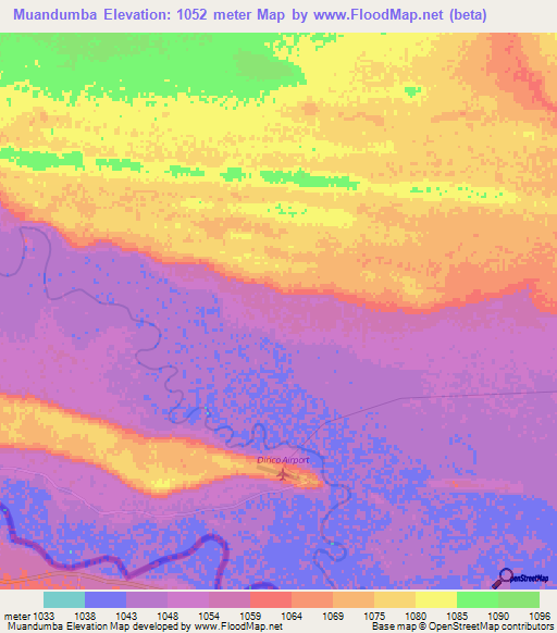 Muandumba,Angola Elevation Map
