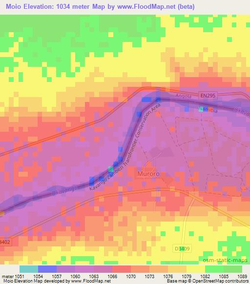 Moio,Angola Elevation Map