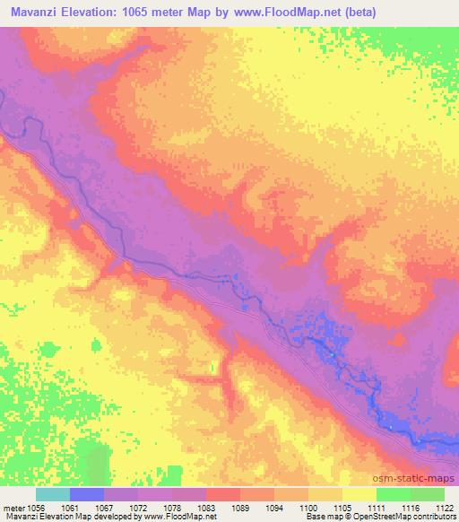 Mavanzi,Angola Elevation Map