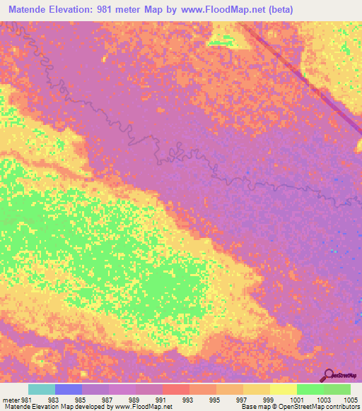 Matende,Angola Elevation Map