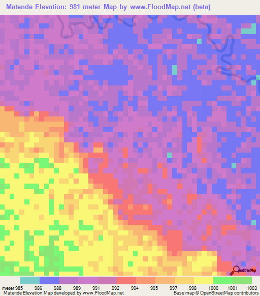 Matende,Angola Elevation Map