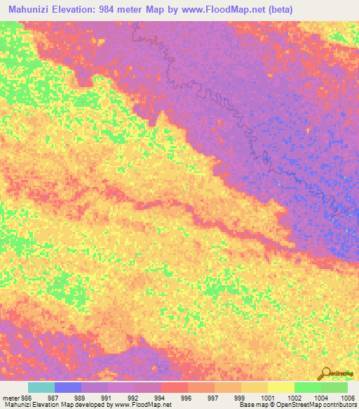 Mahunizi,Angola Elevation Map