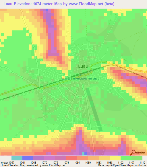Luau,Angola Elevation Map