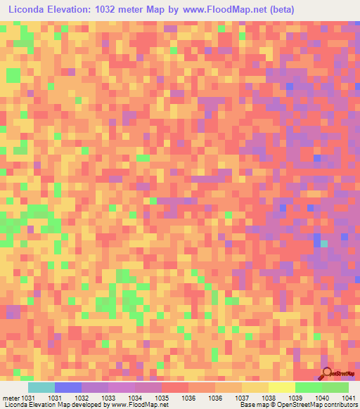 Liconda,Angola Elevation Map