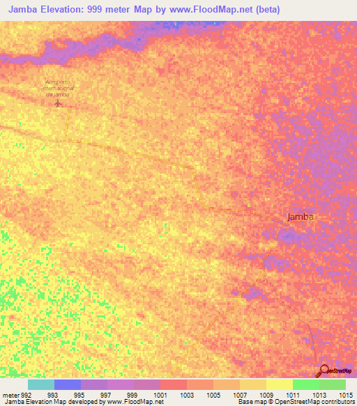 Jamba,Angola Elevation Map
