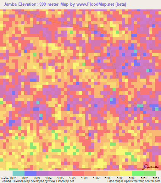 Jamba,Angola Elevation Map