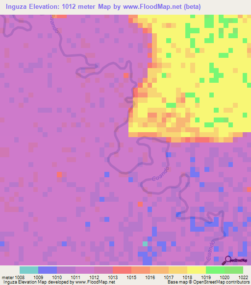 Inguza,Angola Elevation Map