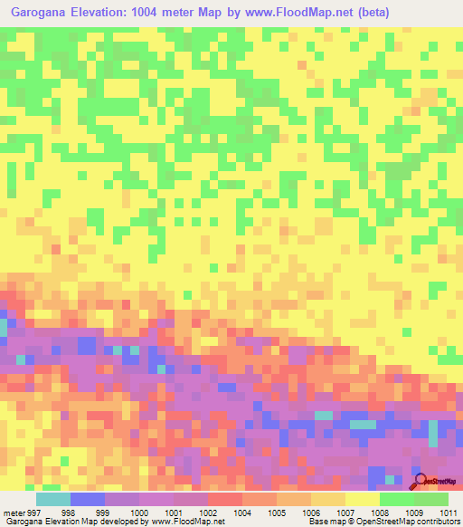 Garogana,Angola Elevation Map