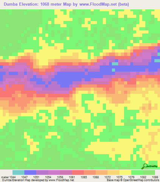 Dumba,Angola Elevation Map