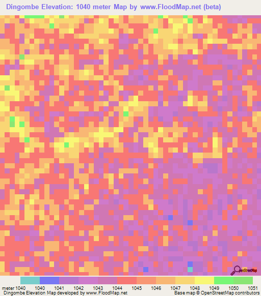 Dingombe,Angola Elevation Map