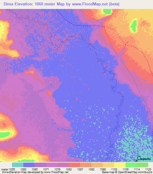 Dima,Angola Elevation Map