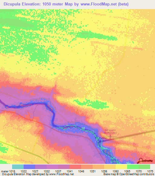 Dicupula,Angola Elevation Map