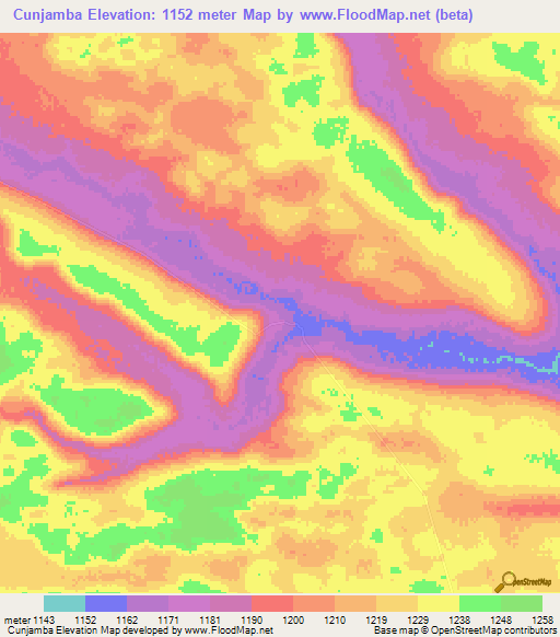 Cunjamba,Angola Elevation Map
