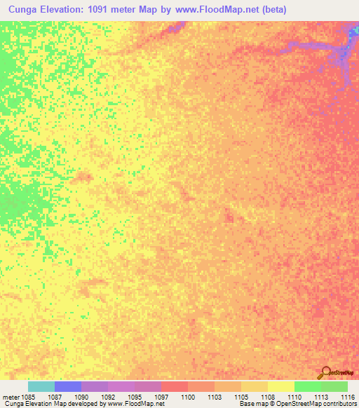 Cunga,Angola Elevation Map