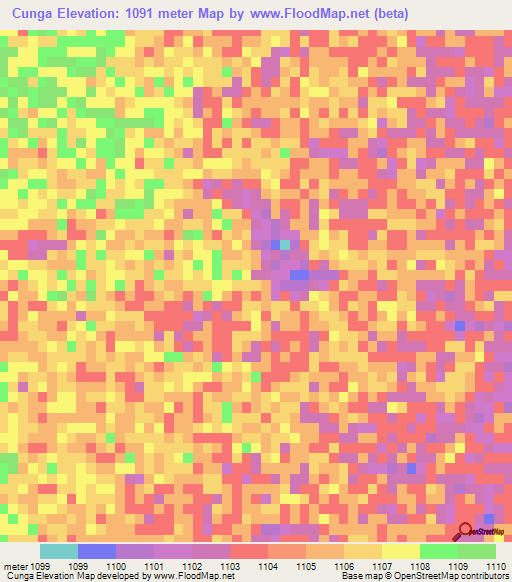 Cunga,Angola Elevation Map